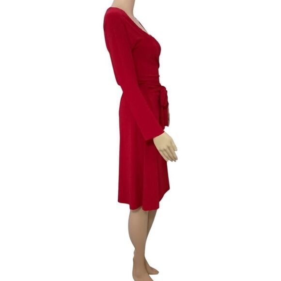 Norma Kamali Sweetheart Dress M True Wrap Red Slinky Knit Long Sleeve NEW Flowy. - Picture 2 of 16